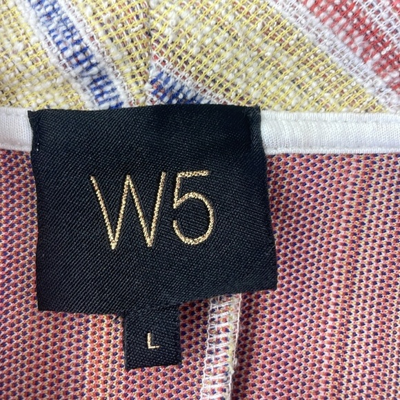 W5 Womens Tank Top Multicolor Yellow Striped Sleeveless Halter Textured Nubby Lg - Picture 3 of 9